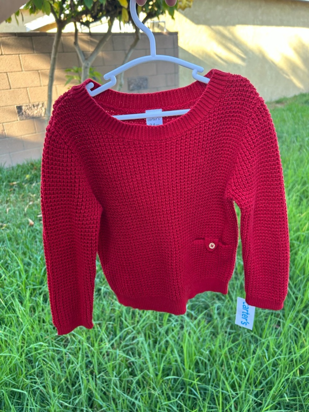 Carter's Bright Red Textured Crewneck Sweater
